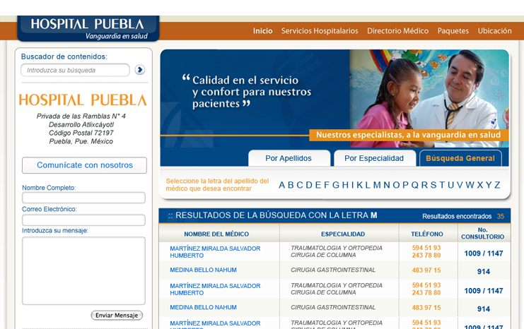 Diseño web - Hospital Puebla